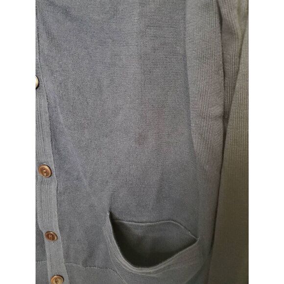 Land's End 100% Supima Cotton Men's Navy Cardigan Sweater Lightweight Grandpa - Picture 7 of 12